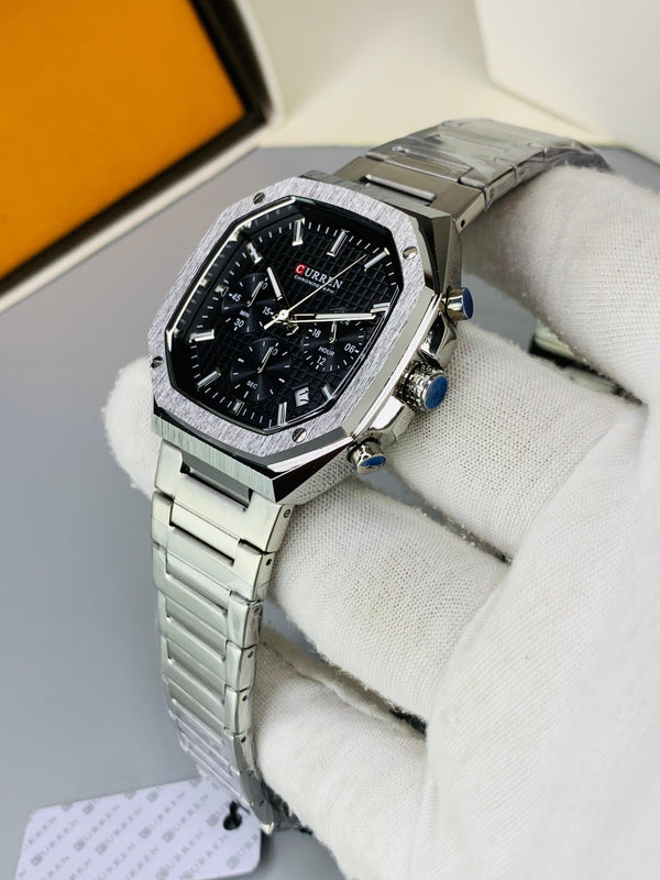 CURREN 8459 - Square Shape Stainless Steel Chronograph Working Watch For Men's