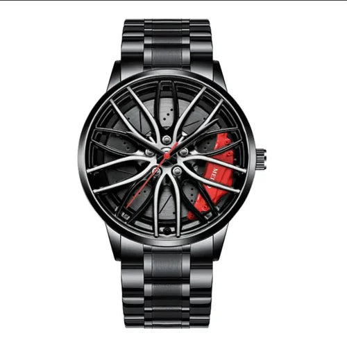 Wheel Watch Rotation Wheel Sports Car Rim Luxury Men's Watch Spinning Alloy Wheel Watch for Boys Men!